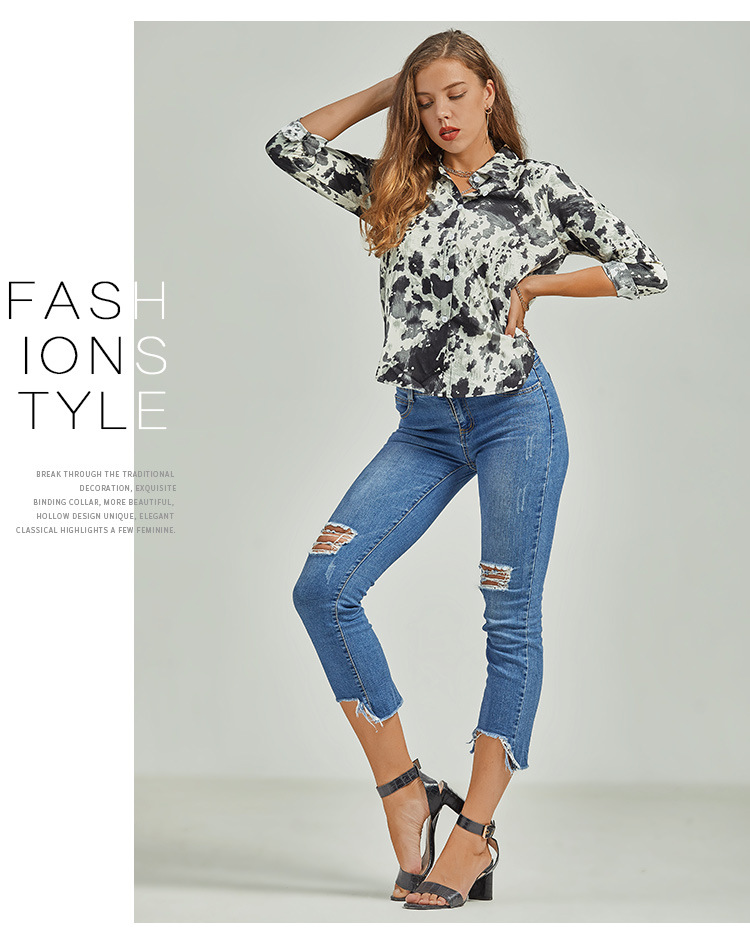 fashion loose printing long-sleeved shirt  NSJR47515