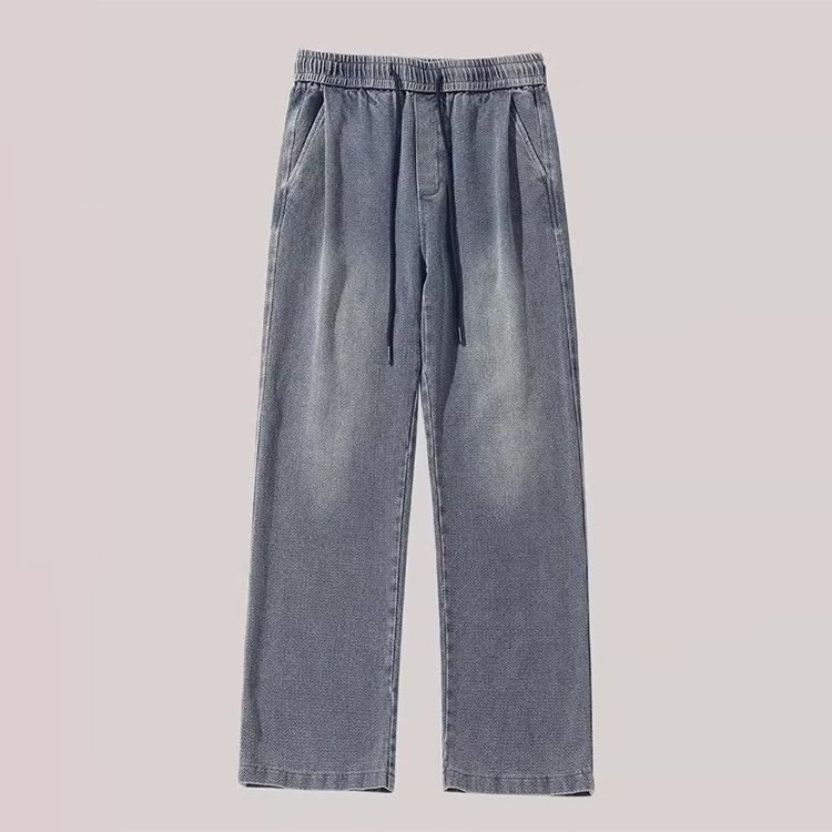 Jeans estrelado hombre marca de moda recta piernas largas estilo americano retro herringbone lavado pantalones casuales primavera y otoño