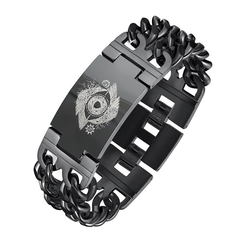 Viking Style Celtic Wolf Head Totem Rune Titanium Steel Men's Cuban Bracelet European and American Creative Personalized Titanium Steel Hand Jewelry Viking Style Celtic Wolf Head Totem Rune Titanium Steel Men's Cuban Bracelet European and American Creative Personalized Titanium Steel Hand Jewelry