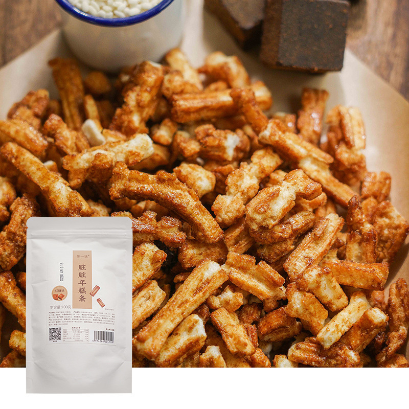 敲酥脆 脏脏年糕条 红糖味米香四溢 比爆米花好吃 休闲零食等一味|undefined