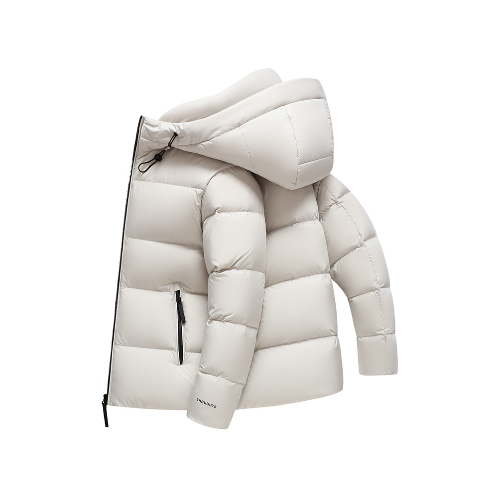 2025 Winter Men's Hooded Short Bread Goose down Jacket Thickeneded Lining Upgraded Far Infrared