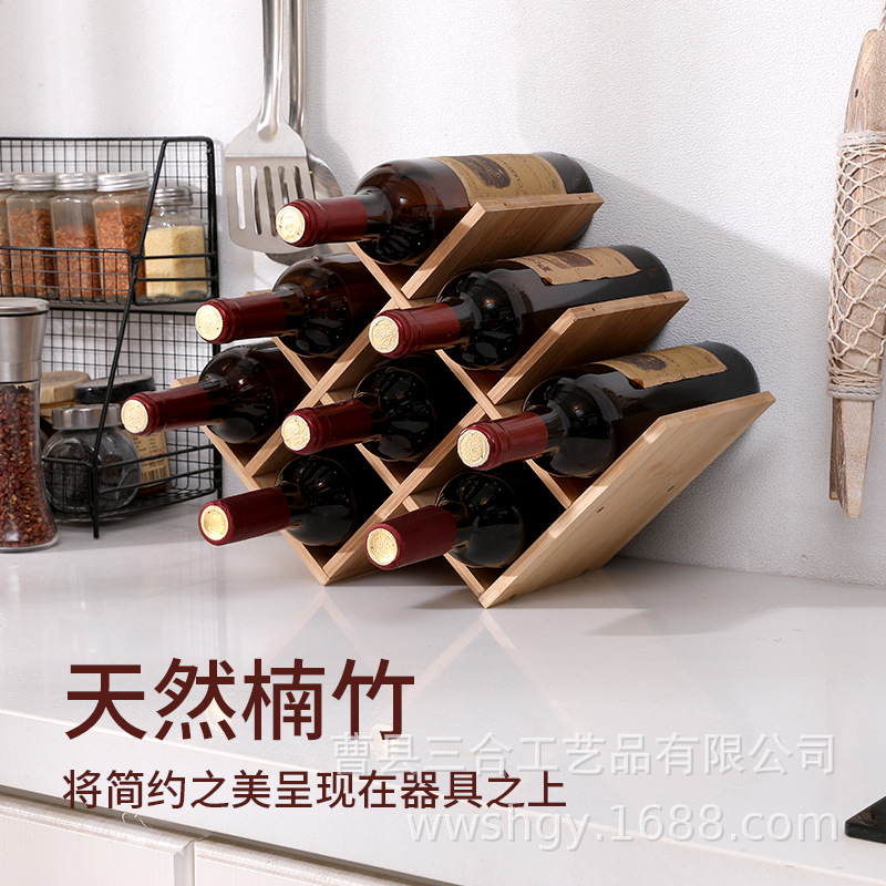 Decoración de sala de estar doméstica moderna y simple madera maciza multicapa de vino vino estante de exhibición de vino estante de vino poligonal