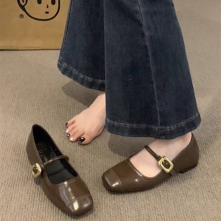 New Cross-border Flat Loafers, Square-toed Women's Low-cut Slip-on Shoes, Versatile Single Shoes_vogvips.com