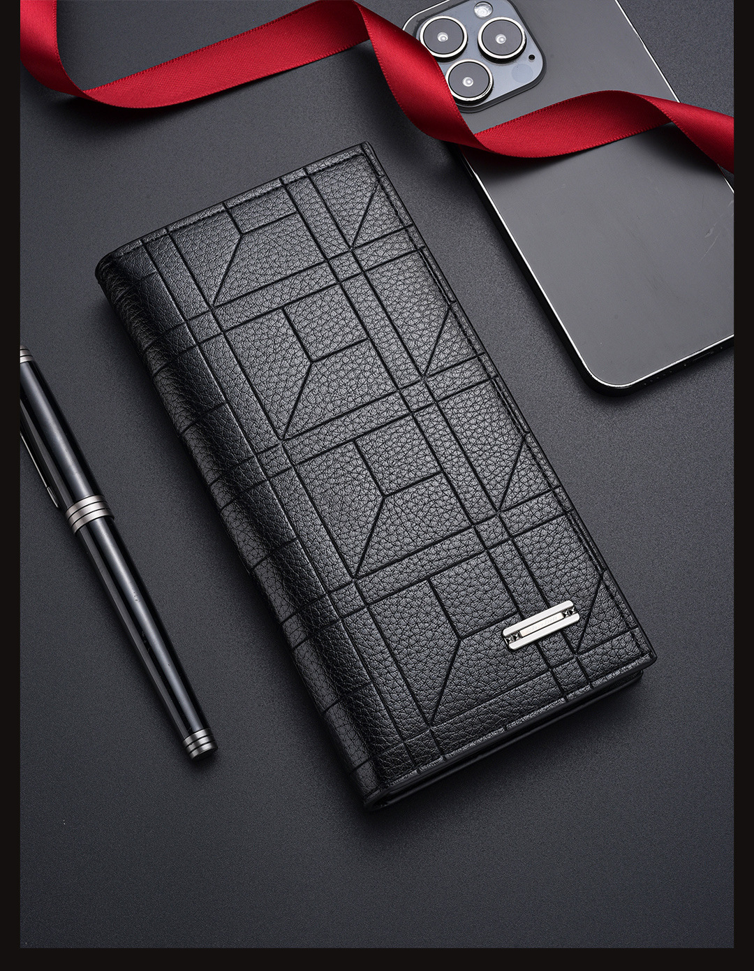 All Seasons Season Men's Gender Vintage Style Style Square Shape Men's Solid Color Pu Leather Open Long Wallets