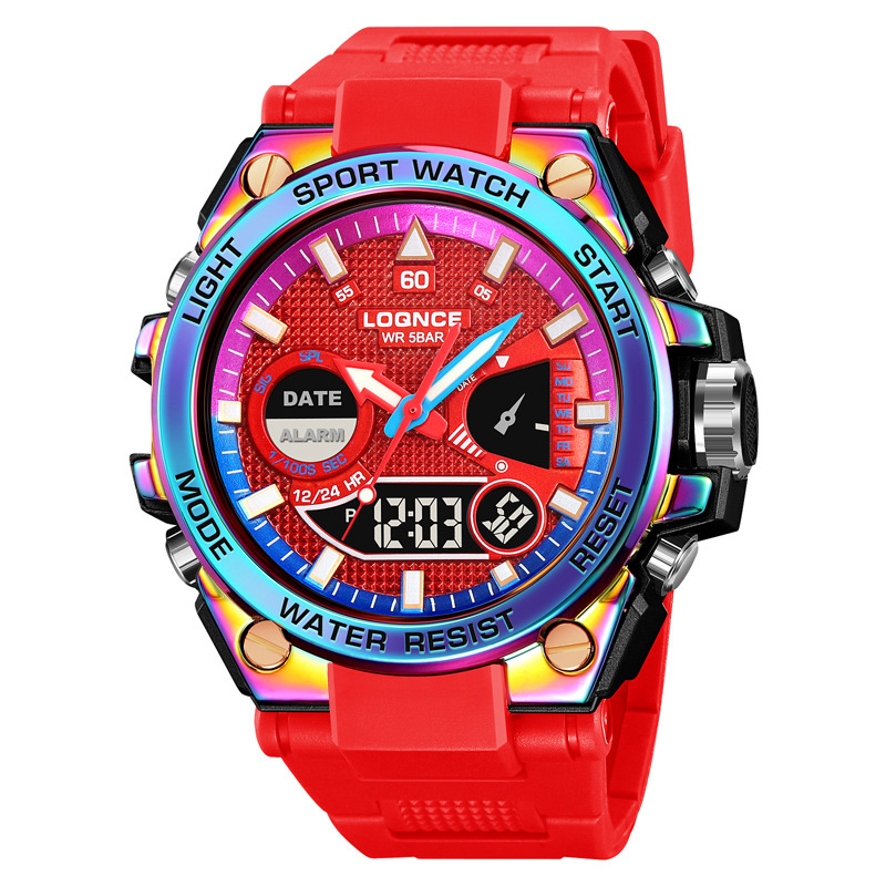 LOQNCE nuevo 98006 reloj de pulsera deportivo de moda nocturna multifuncional deportivo impermeable cronógrafo electrónico reloj de hombre