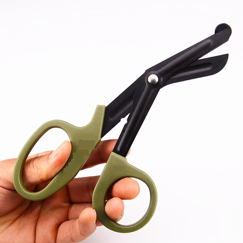 EDC military specification EMT survival rescue scissors with fine teeth, medical first aid kit, canvas scissors, wilderness survival equipment