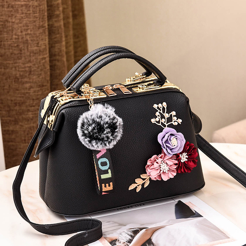 女包新款2026时尚女士粘花单肩斜挎包欧美简约洋气手提小方包bags