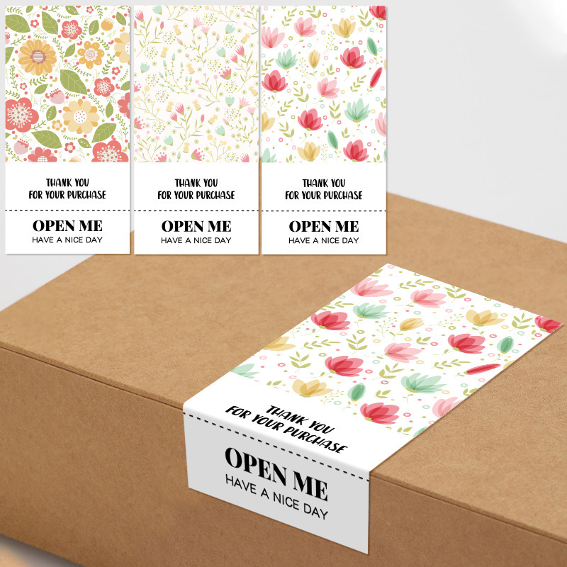 50 stickers/pack fresh small floral thank you stickers flying machine box sealing stickers gift box packaging decoration sticker sticker