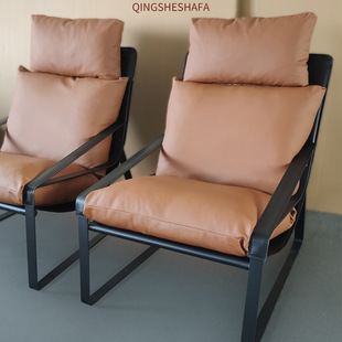 Outdoor Saddle Leather Sofa Chair Designer Sofa Aluminum Alloy Stainless Steel Courtyard Villa Waterproof Sun Protection Furniture