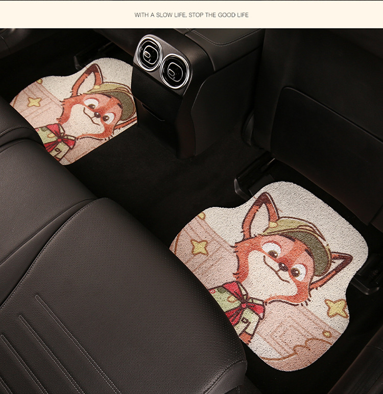 Cute Cartoon Car Mat Wire Ring Single-piece Anti-dirty Carpet Protection Mat for High-end Car Thickened Universal Girl