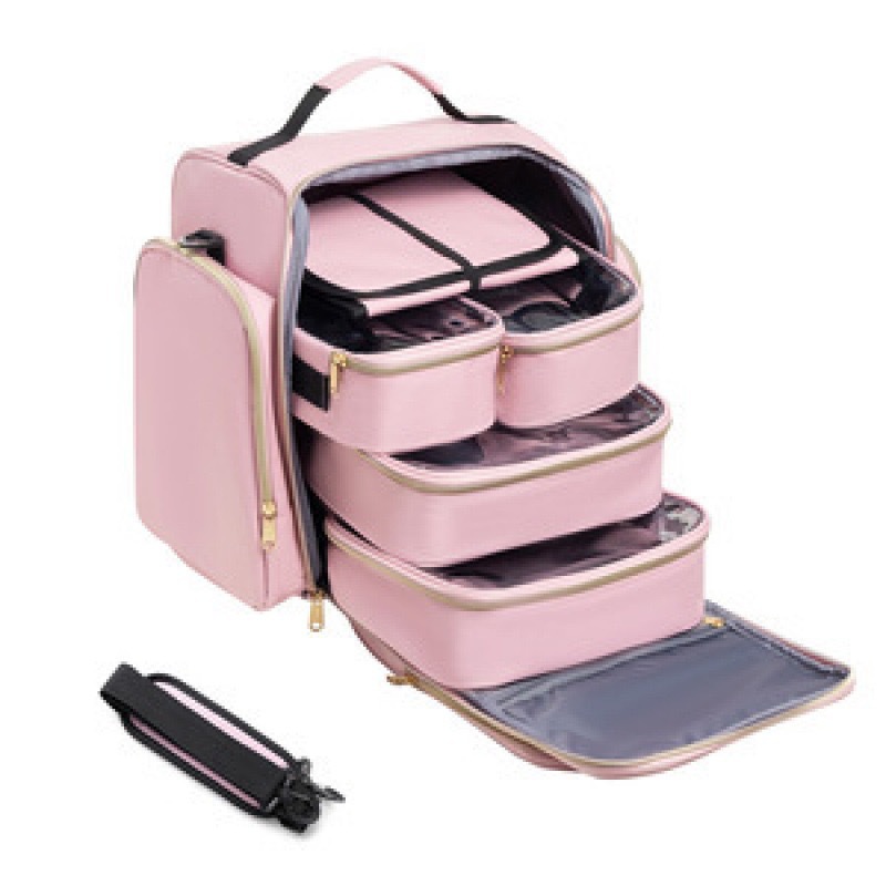 Bolsa de maquillaje de viaje 4 cajas desmontables 1 rollo de joyería bolsa de maquillaje múltiple bolsa de almacenamiento