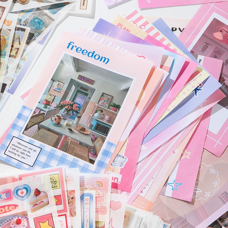 Наклейки Sticker Book Sweet Party, 50 шт. вырубные наклейки на бумаге и листы бумаги (розовая тема)