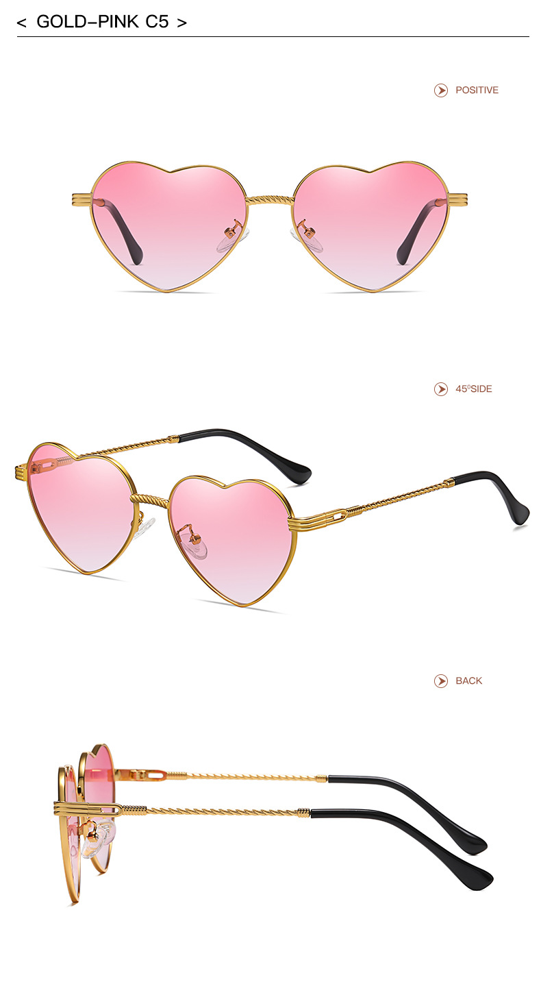 Basic Lady Heart Shape Ac Special-shaped Mirror Full Frame Women's Sunglasses display picture 2