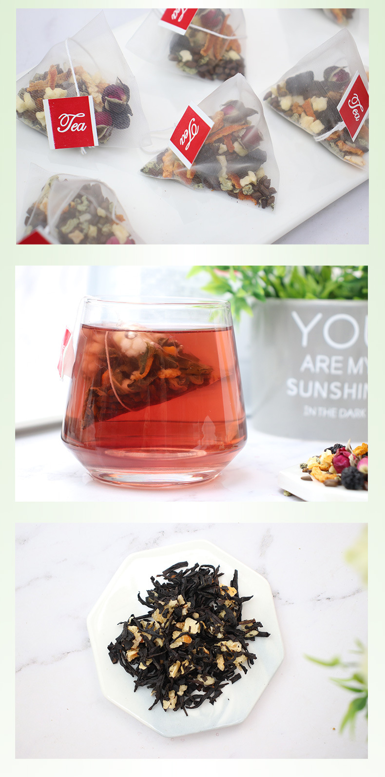 Peach Oolong Tea Bags Jasmine Green Blend Triangular Pyramid Sachets Cold Brew 90g specifications