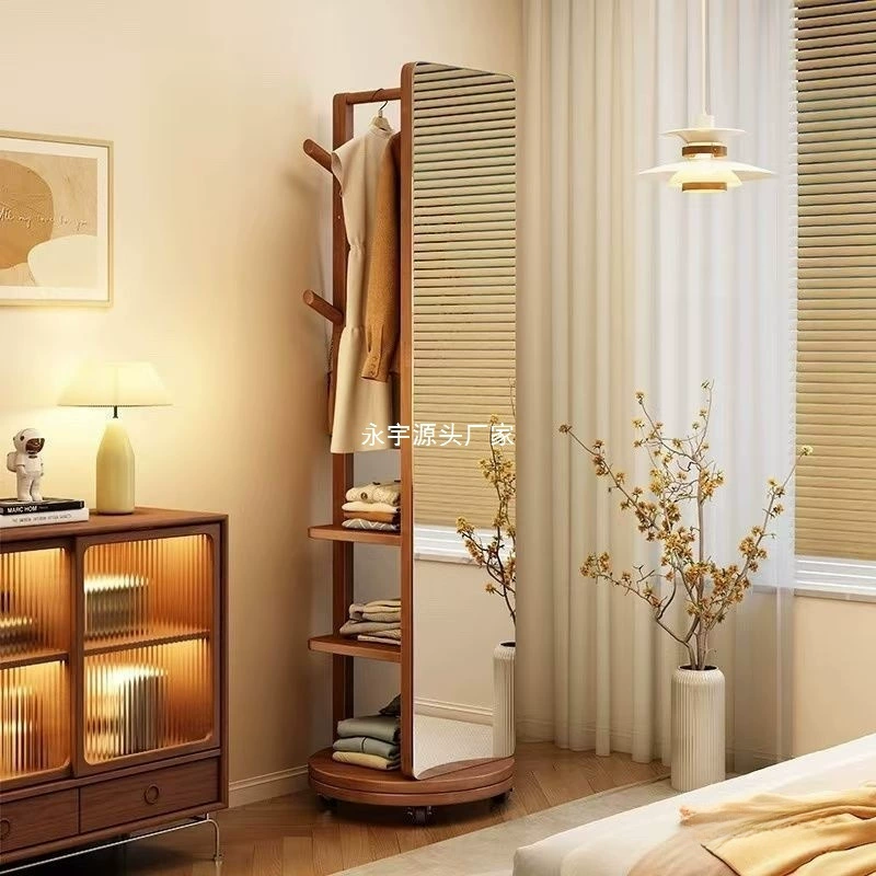 Интегрированное зеркало, деревянное зеркало в полный рост, напольное зеркало, домашнее вращающееся зеркало для хранения, подвесная вешалка для одежды