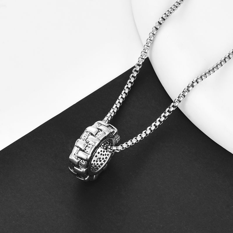 New Trendy Men's Personalized Tire Ring Hip Hop Pendant Fashion Imitation Old Titanium Steel Necklace_voghion.com