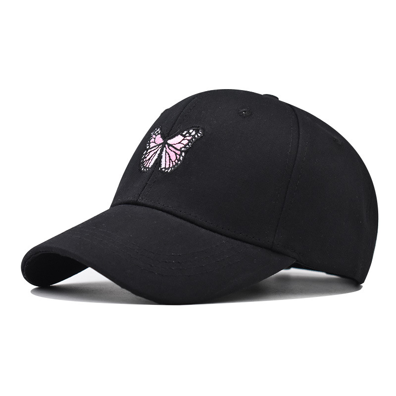 Cruz-frontera nueva tarjeta de hilo de algodón mariposa gorra de béisbol bordada versátil al aire libre de dibujos animados personalizado casquillo enarbolado