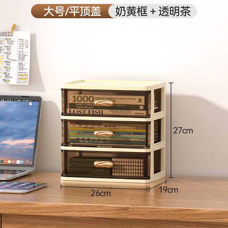 Caja de almacenamiento transparente de escritorio tipo cajón escritorio de oficina ordenar artefactos cosméticos estante caja de armario