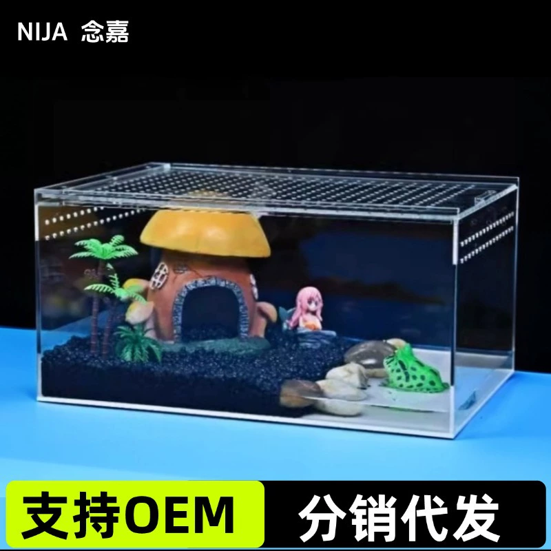 Коробка для разведения рогатых лягушек, экологический резервуар, ландшафтный дизайн, пакет для лягушек, рептилия, домашнее животное, разделение сухого и влажного воздуха, специальная коробка для разведения рогатых лягушек, акрил