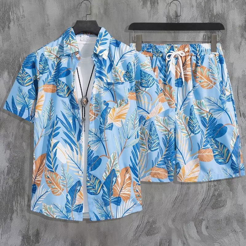 Completo uomo due pezzi camicia maniche corte e pantaloncini mare_voghion.com