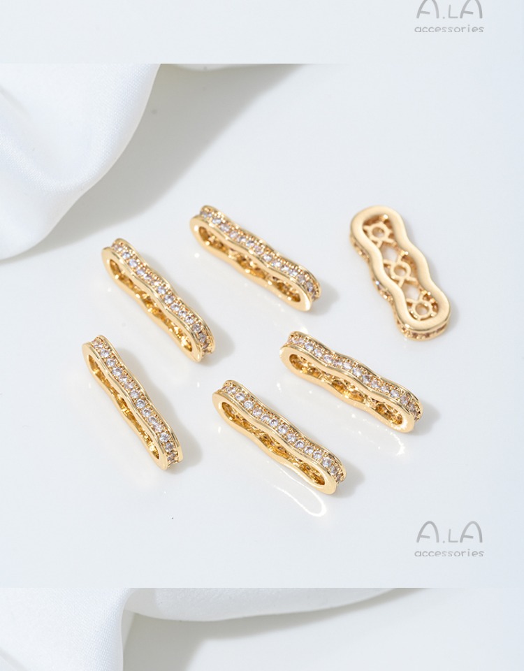 14K Gold-Filled Double-Row and Triple-Row Spacer Beads Peanut Diamond Ring Spacer DIY Pearl Bracelet Necklace Jewelry Accessory Materials
