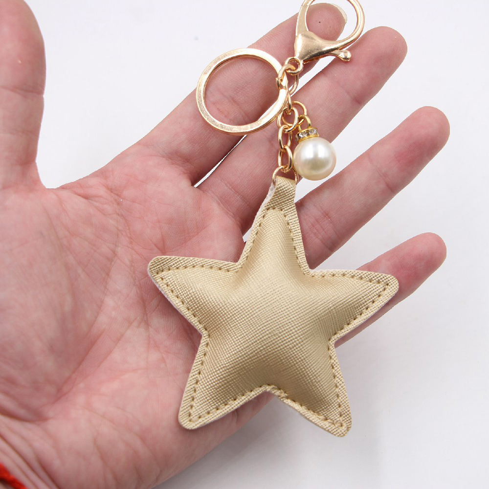 1 Piece Fashion Star Pu Leather Plating Bag Pendant Keychain display picture 2