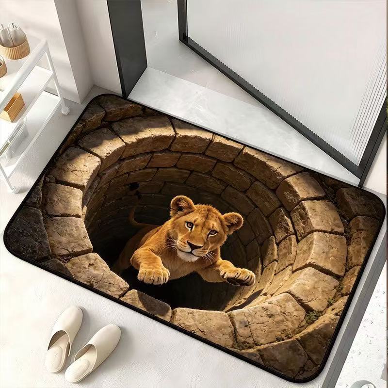 Transfronterizo 3D visual tarjeta de esterilla antideslizante esterilla de baño ventilada esterilla de suelo de inodoro de absorción de agua puerta de entrada esterilla de suelo de barro de algas image 13