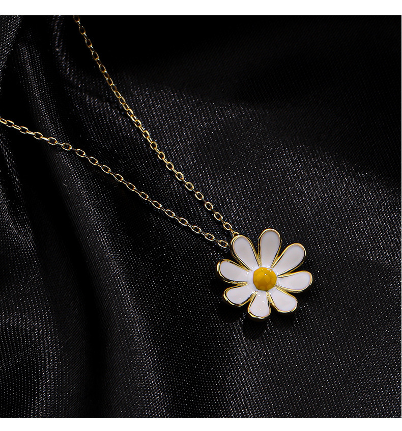 Gänseblümchen Kette Und Ohrstecker Set Aus Silber Für Damen_voghion.com
