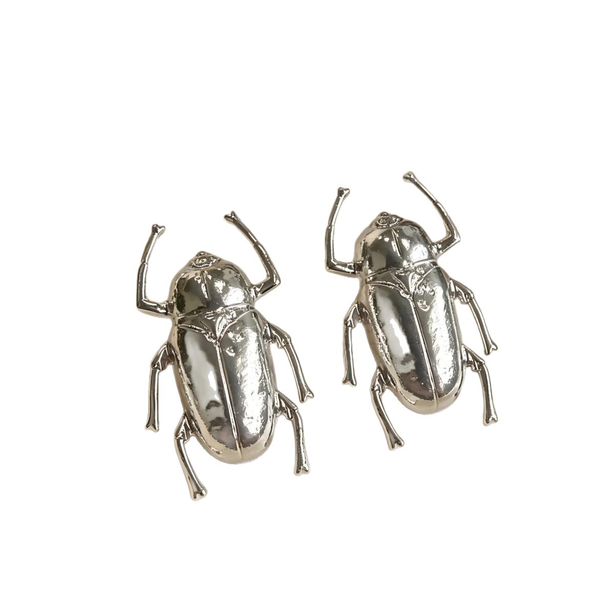 Orecchini a perno retrò a forma di scarabeo, orecchini tridimensionali a forma di insetto dal design ricercato, orecchini personalizzati a tema vento freddo._voghion.com