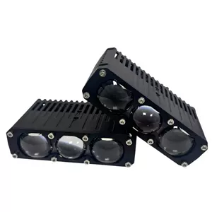 Cross-border best-selling high-power 75W three-eye car grille lights, featuring integrated high and low beam LED headlights and a hidden grille spotlight