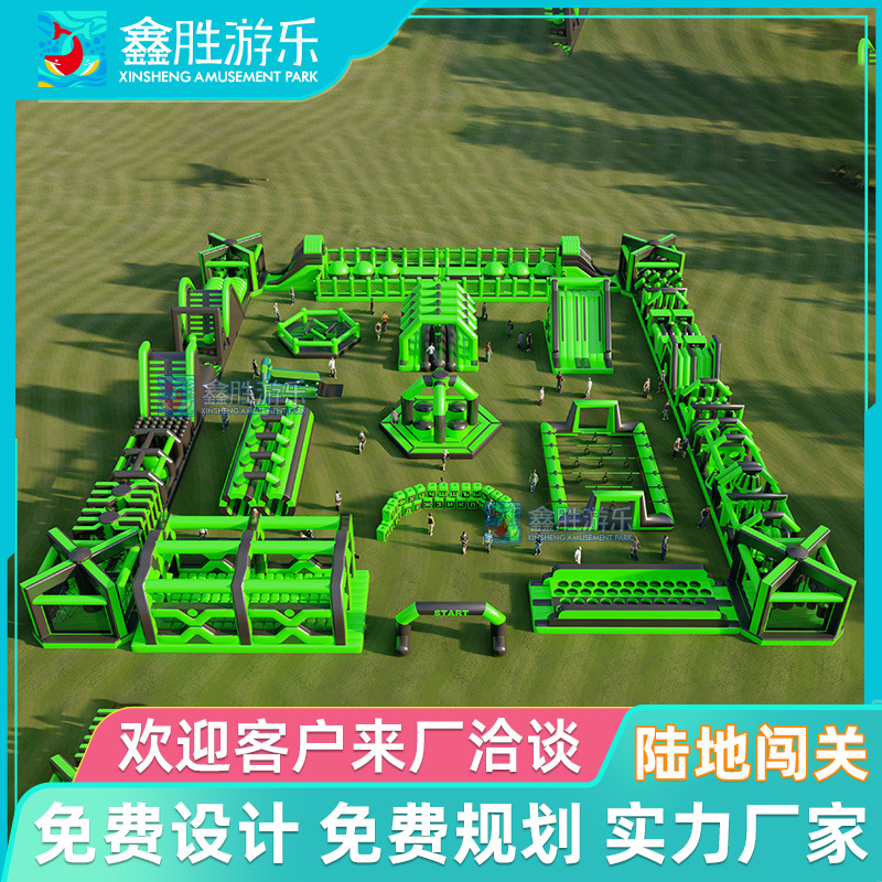 Al aire libre, gran barrera de entrada de tierra inflable, juegos divertidos para adultos y niños, equipo del castillo