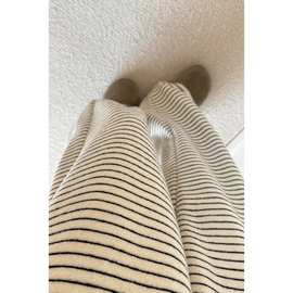 韩系简约慵懒风条纹垂感睡裤女2025秋冬季大码可外穿休闲家居长裤