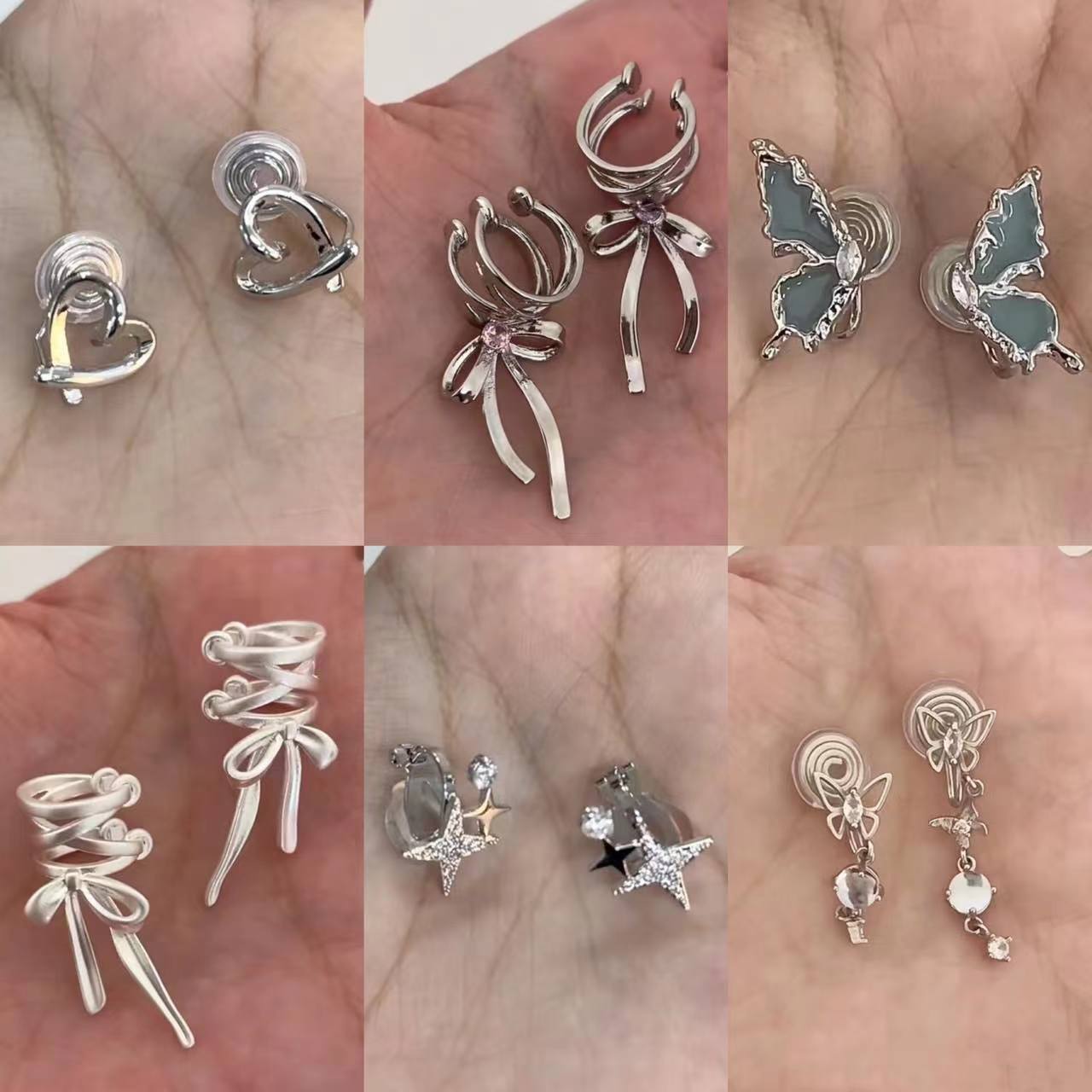 彩色锆石蝴蝶結耳骨夾女韓系甜酷風耳環小衆複古個性無耳洞耳夾