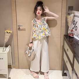 夏款女童套装夏装2025新款洋气时髦夏季时尚儿童装女孩吊带两件套