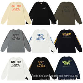 外贸美潮Gallery DEPT标语字母印花纯棉长袖T恤男女宽松上衣批发