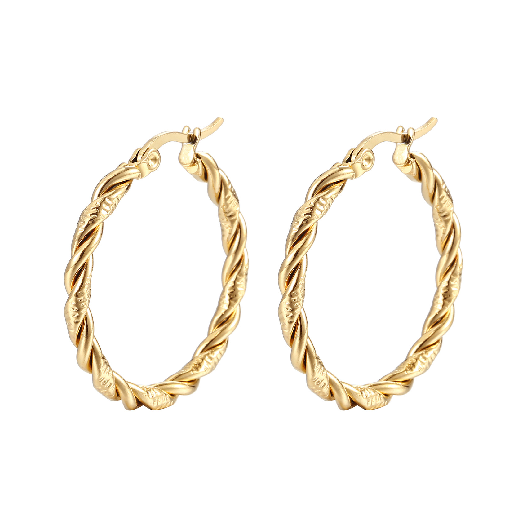 Hoop Earrings Classification 1 Pair Quantity Daily Occasion 201 Stainless Steel Material PVD Coated 18K Gold Real Gold Plated Solid Color 201 Stainless Steel Simple Style Waterproof Non Tarnish Hoop Earrings