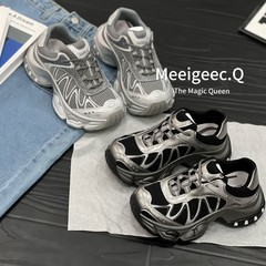 2025新款网红老爹鞋女鞋做旧液态银透气跑步鞋
