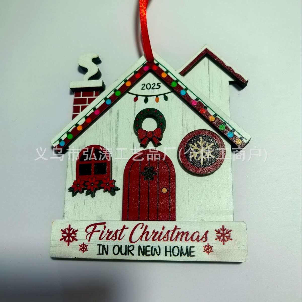 Decoración colgante 2026 nuevo mejor regalo de mudanza decoración de madera decoración para el hogar decoración del árbol de Navidad rojo