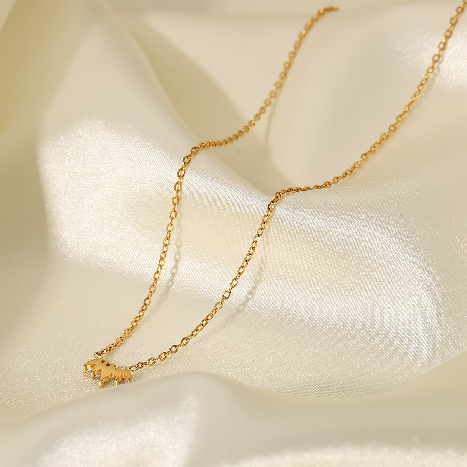 Fashion Geometric Stainless Steel Pendant Necklace Plating Zircon Stainless Steel Necklaces