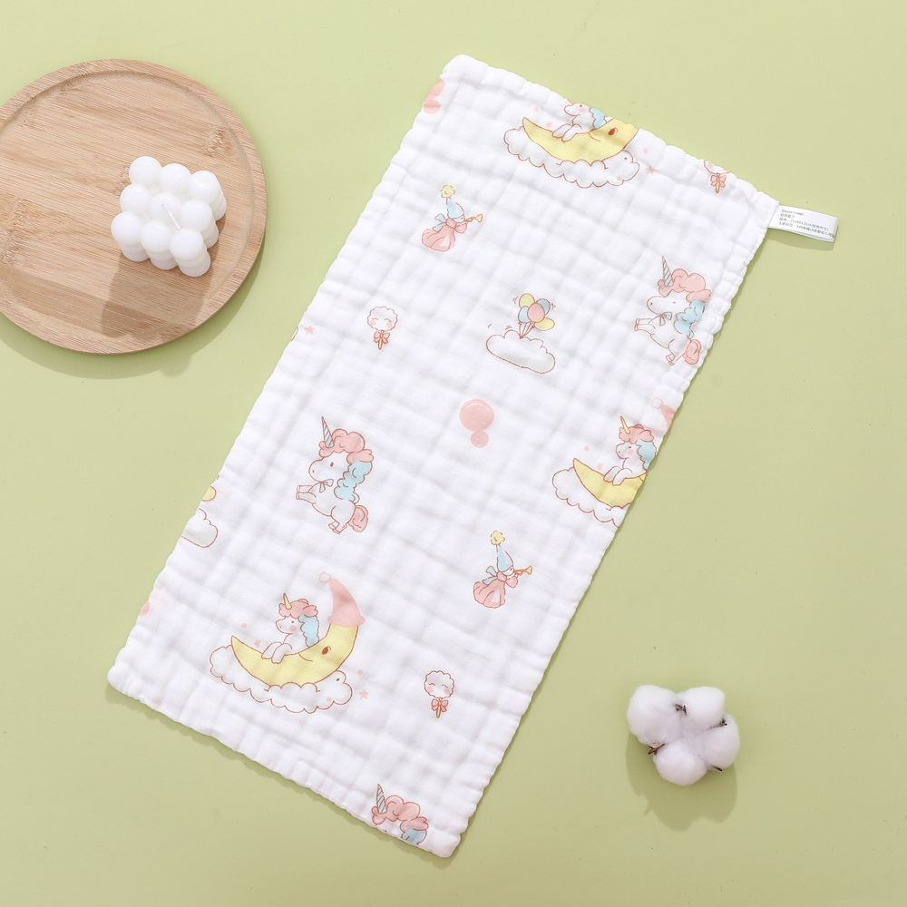 Six-layer Square High-density Cotton Baby Face Cartoon Gauze Drool Towel Printed Small Handkerchief_voghion.com