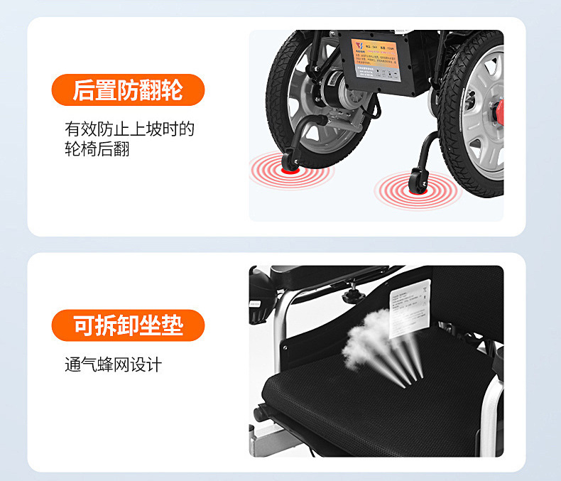 Yingkang Electric Wheelchair for the Elderly, Adjustable Fully Reclining Portable Foldable Multi-Functional Four-Wheel Scooter for the Elderly