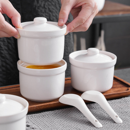 Steamed egg bowl with lid, creative and cute small stew pot, household water-proof stew pot, bird's nest tonic stew soup, dessert