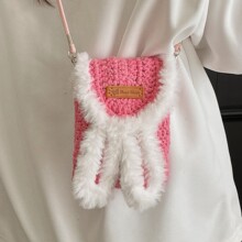 兔耳朵毛毛手机包包女2026新款毛线钩针包少女休闲百搭单肩斜挎包