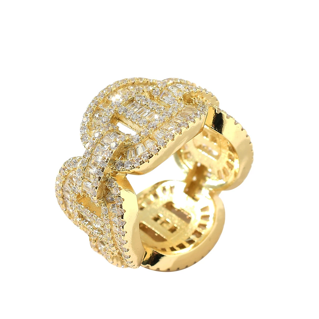 Ring hip-hop style, zirconium, accessory, European style