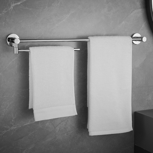 All-copper towel hanging single-rod movable towel rod rotating clothes hanging rod bathroom toilet wall hanging chrome-plated towel rack