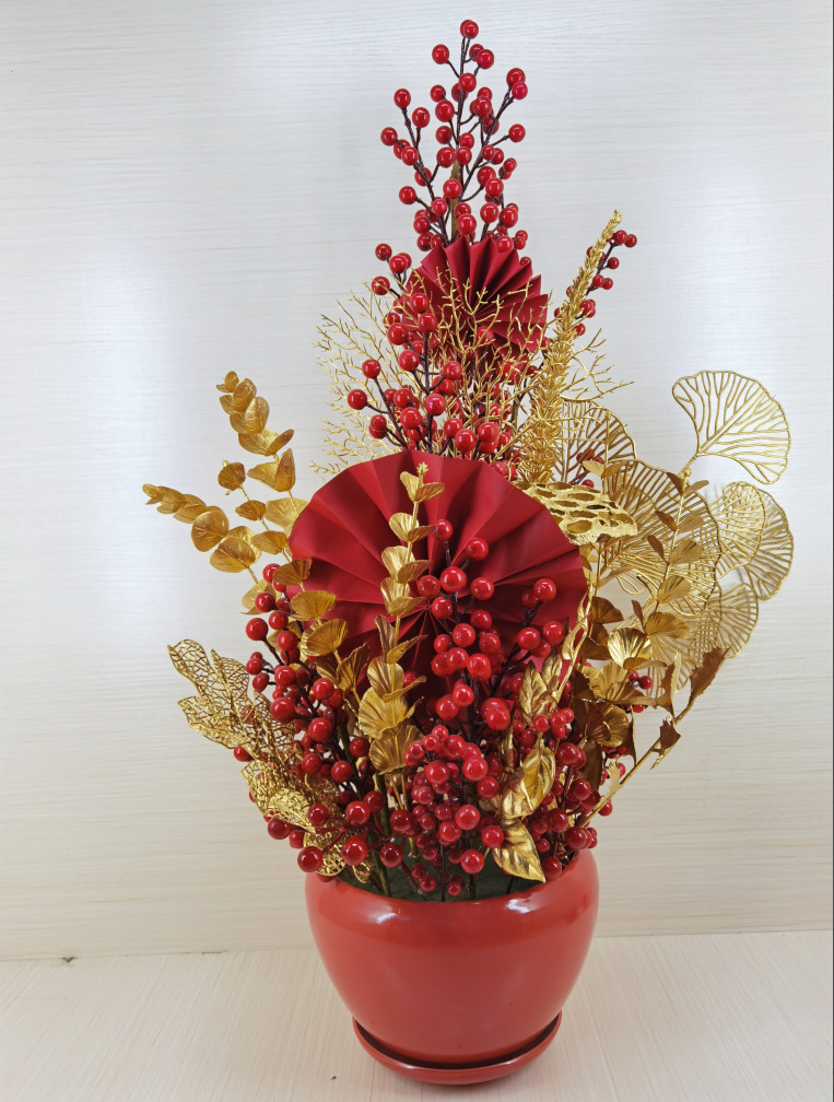 吉祥仿真花发财果盘