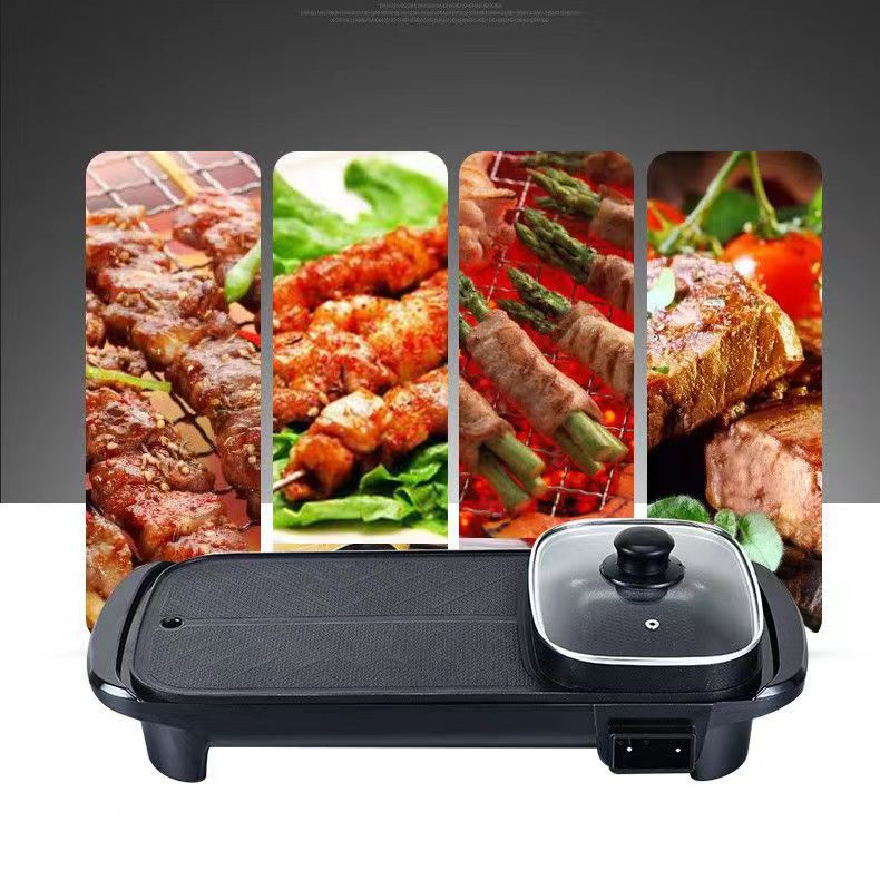 All-In-One Electric Frying Pan for Home Use, Electric Grill for Barbecue, Electric Hot Pot, Multi-Purpose Teppanyaki