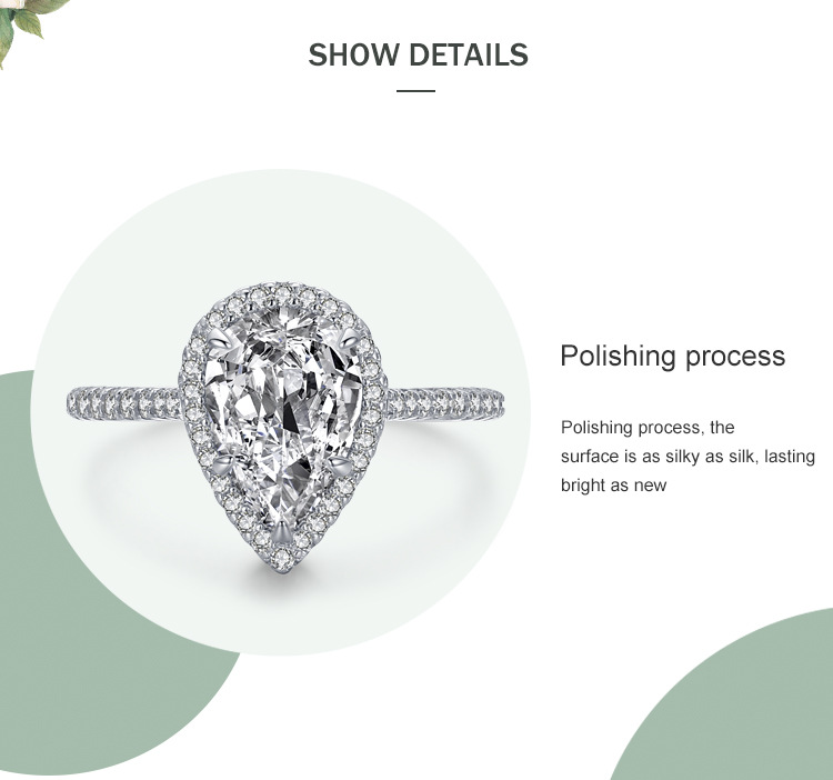 Luxurious Water Droplets Sterling Silver Inlay Zircon Rings