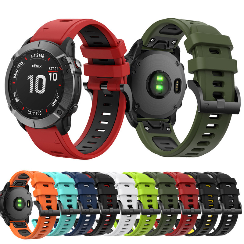 For Jiaming Fenix7/7x 5/5x Fenix6/6x MARQ S62 quick-release two-color silicone watch band