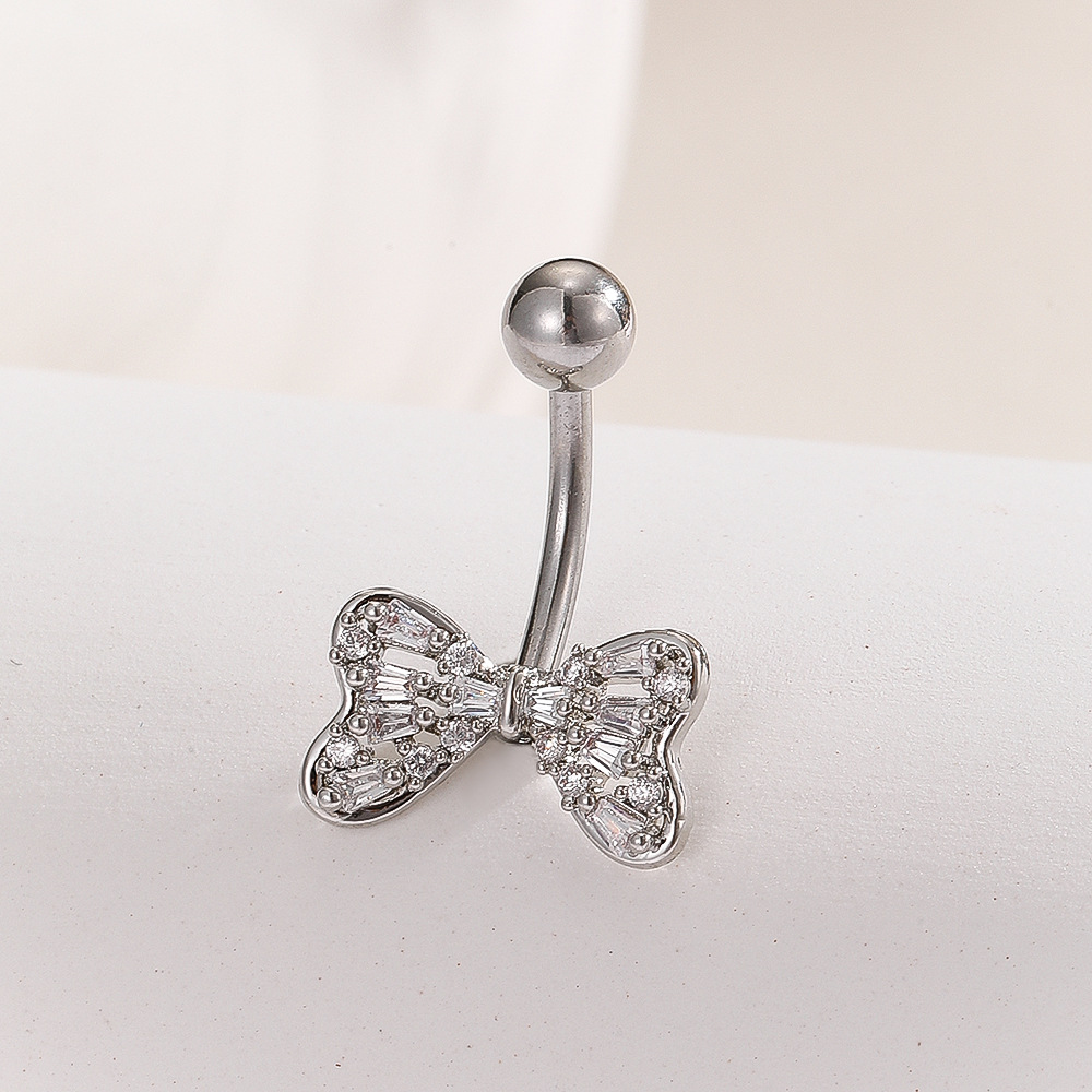 Piercing nombril en acier inoxydable avec papillon en zirconia_voghion.com
